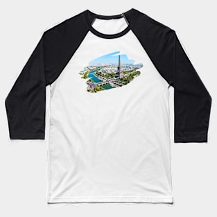 Paris City Cartoon Print Baseball T-Shirt